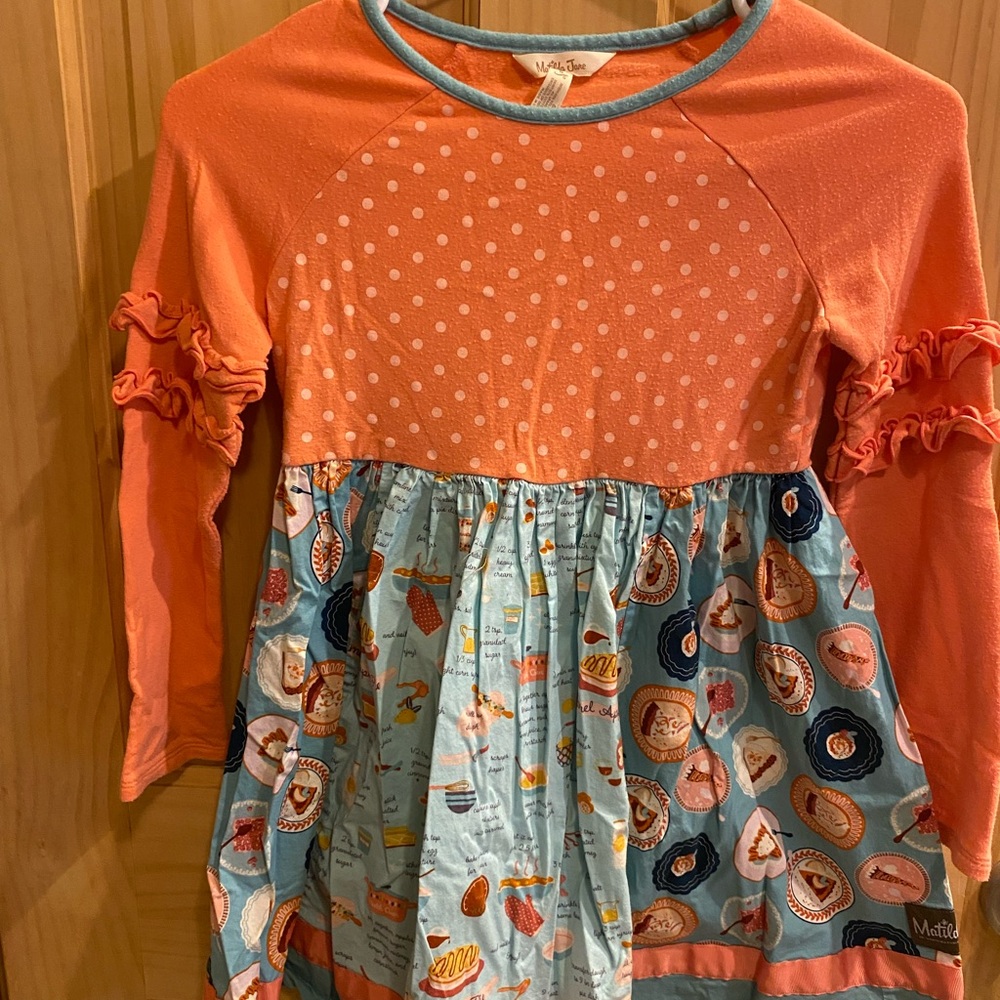 Matilda Jane Orange and Blue Polka Dot Dress